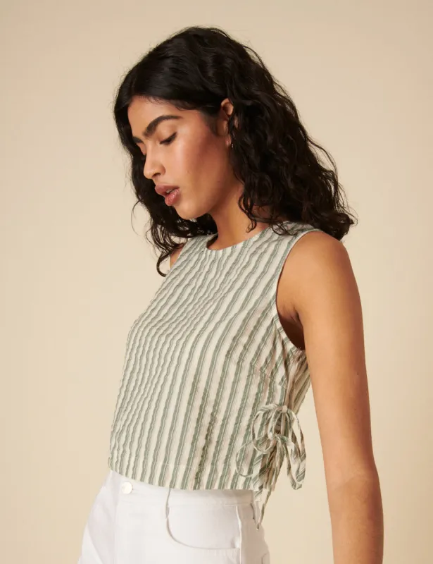 Green Striped Swing Top sold by Nobody's Child
