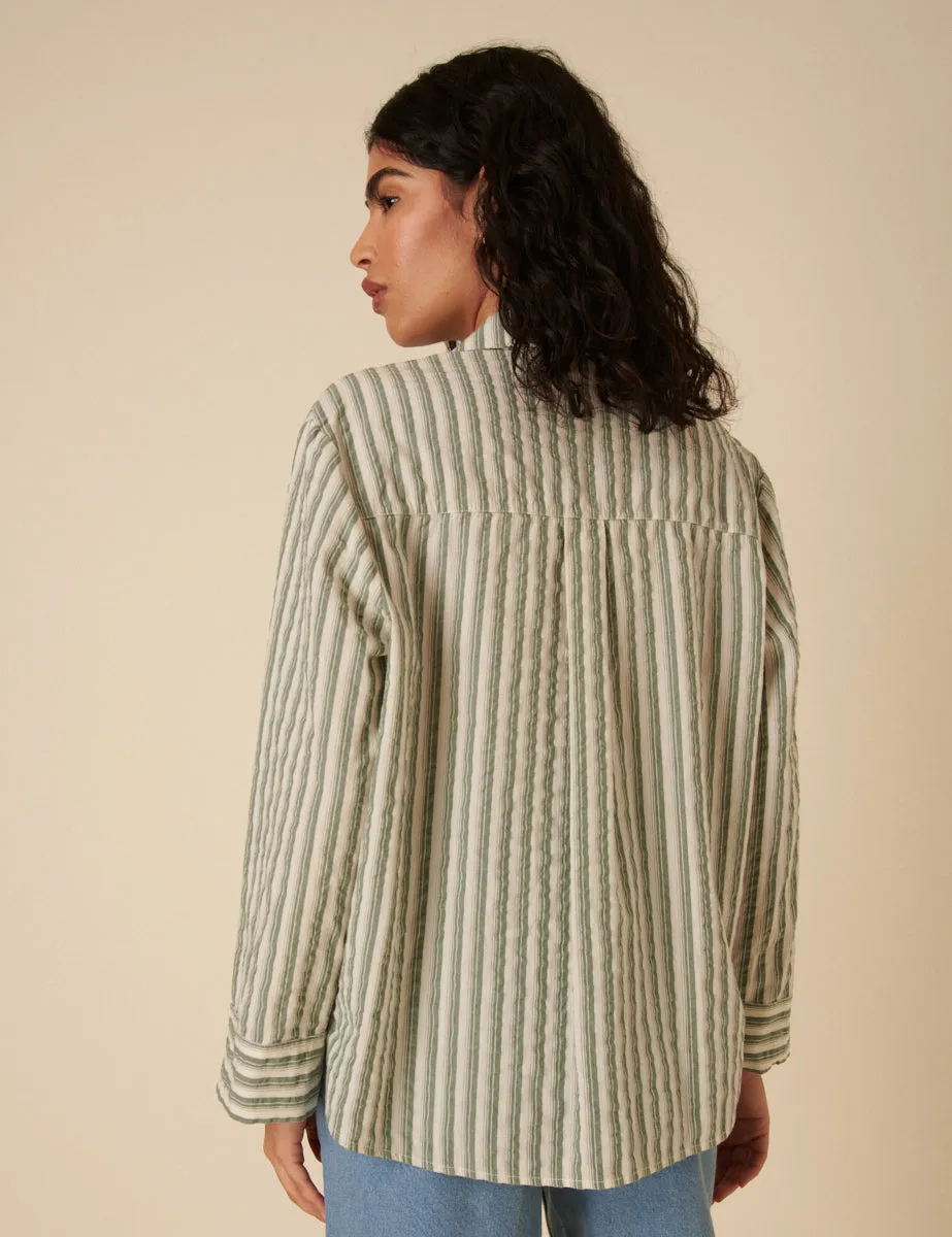 Green Striped Relaxed Shirt sold by Nobody's Child product image thumbnail 4