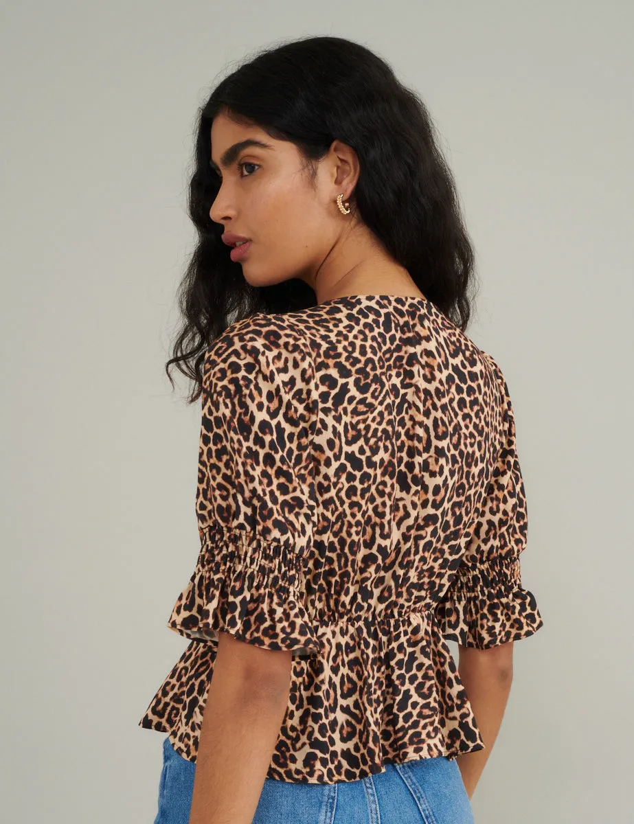 Leopard Print Tie Front Top sold by Nobody's Child product image thumbnail 4