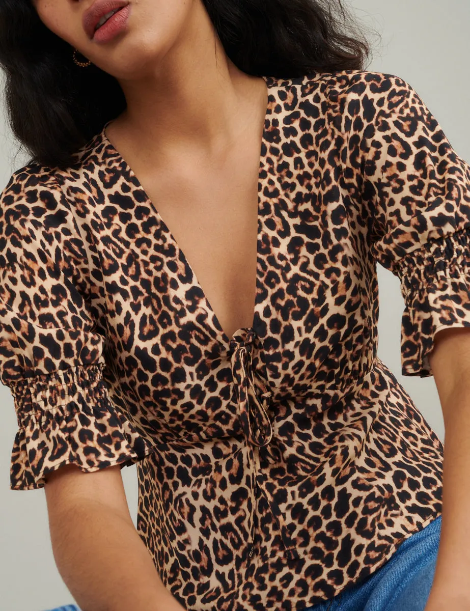 Leopard Print Tie Front Top sold by Nobody's Child product image thumbnail 2