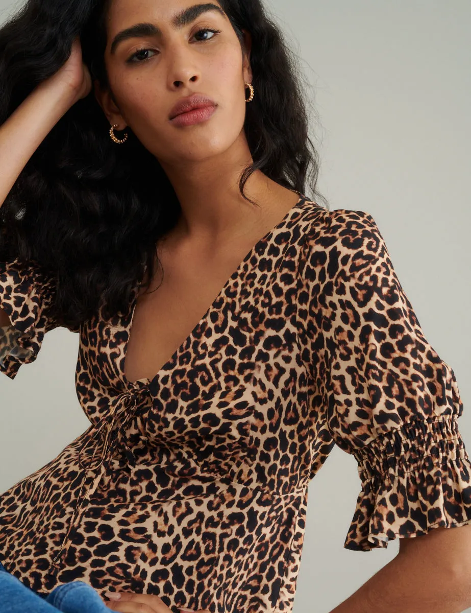 Leopard Print Tie Front Top sold by Nobody's Child product image thumbnail 3