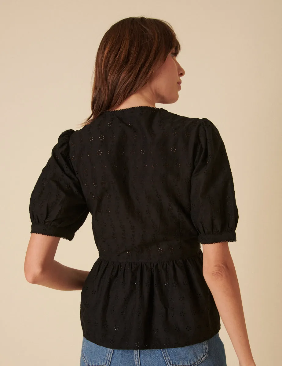 Black Broderie Anglaise Ria Blouse sold by Nobody's Child product image thumbnail 5