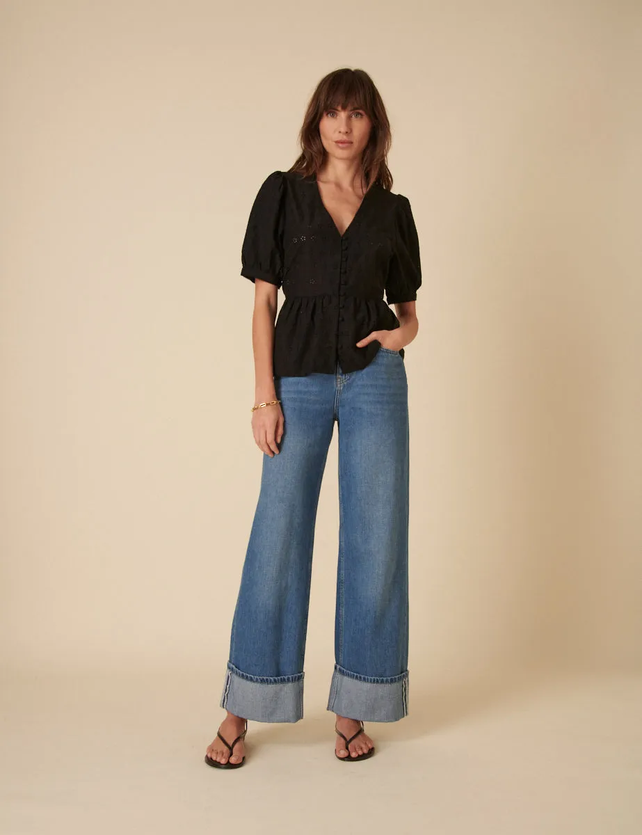 Black Broderie Anglaise Ria Blouse sold by Nobody's Child product image thumbnail 4