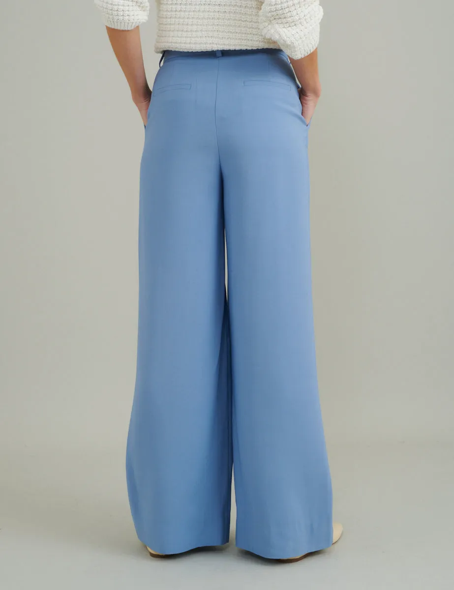 Blue Wide Leg Tailored Trousers sold by Nobody's Child product image thumbnail 5