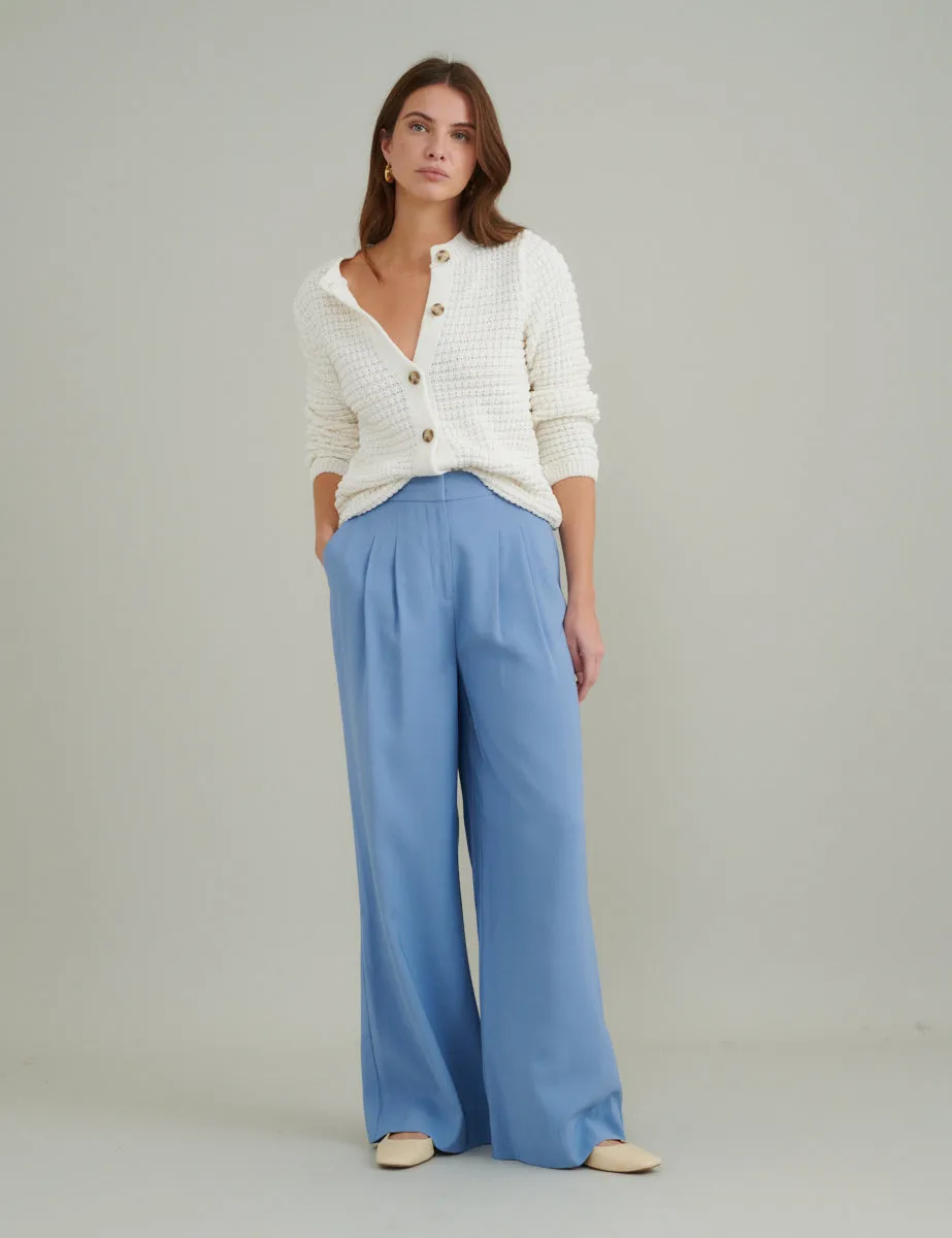 Blue Wide Leg Tailored Trousers sold by Nobody's Child product image thumbnail 4