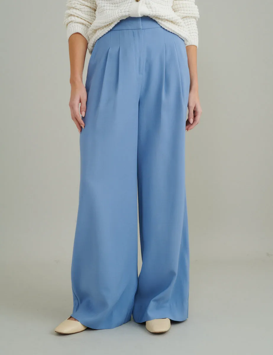 Blue Wide Leg Tailored Trousers sold by Nobody's Child product image thumbnail 3
