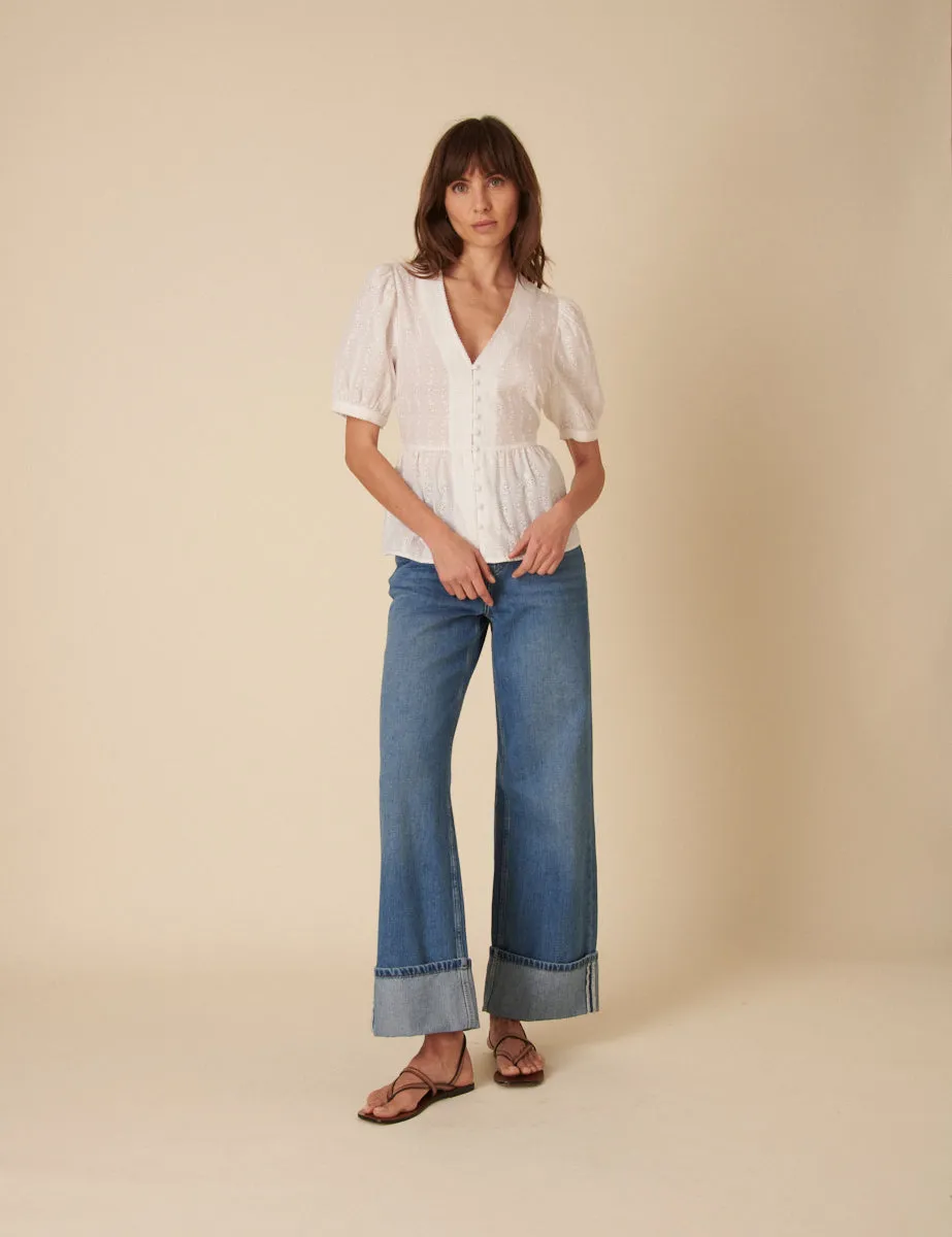 White Broderie Anglaise Ria Blouse sold by Nobody's Child product image thumbnail 5