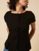 Black Tailored Pleated Blouse sold by Nobody's Child