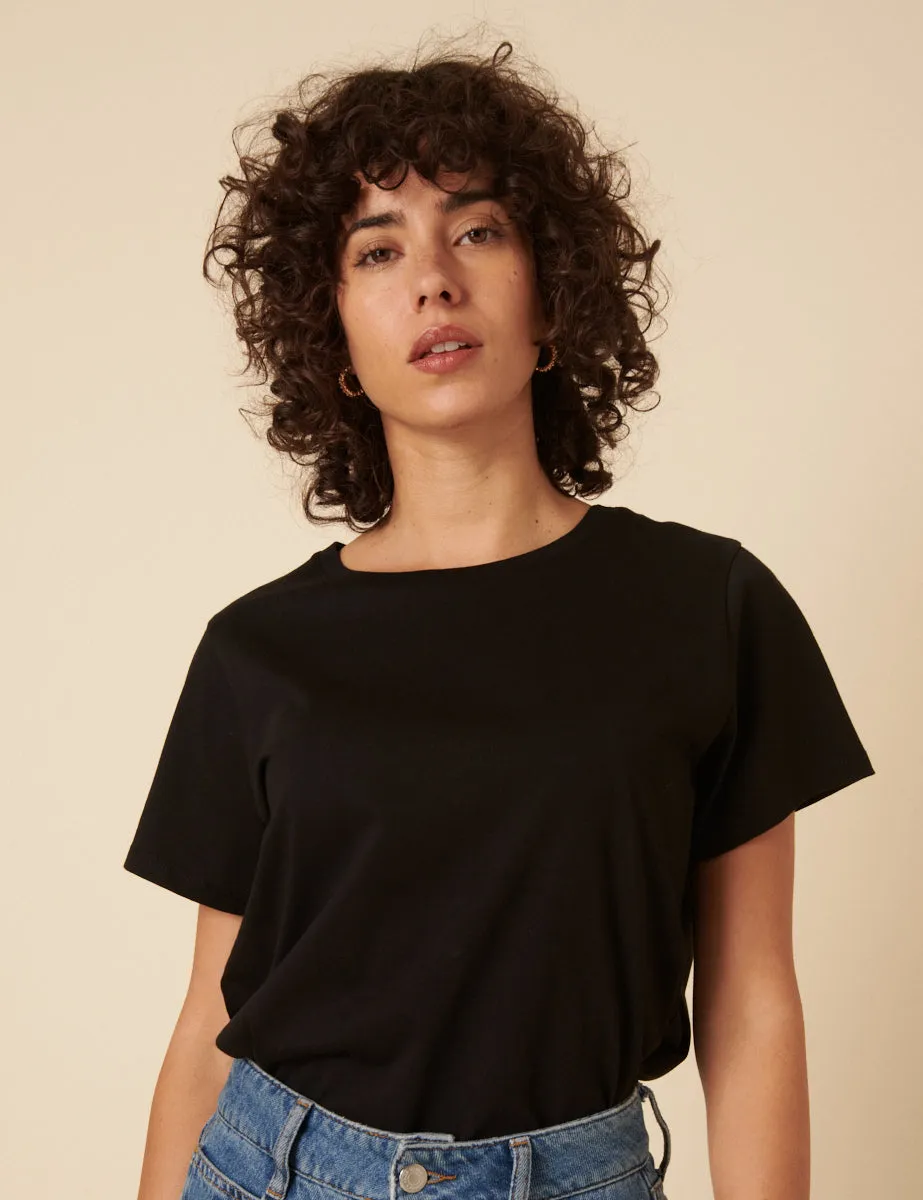 Black Easy Fit Crew Neck T-Shirt sold by Nobody's Child product image thumbnail 3