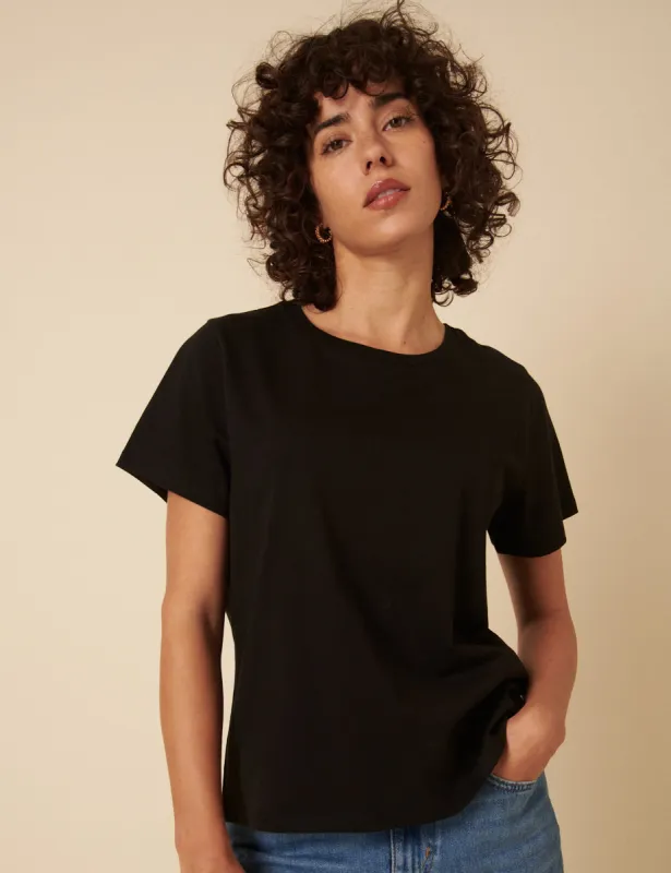 Black Easy Fit Crew Neck T-Shirt sold by Nobody's Child