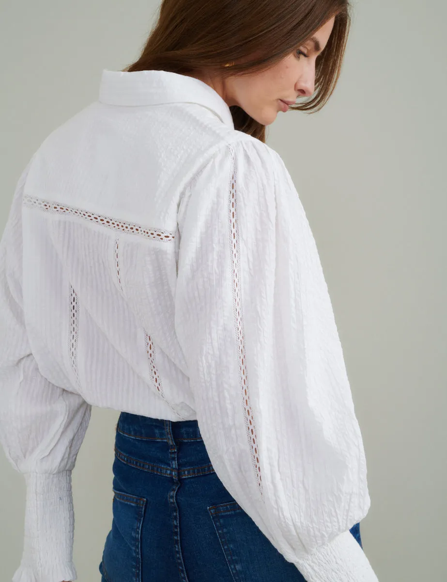 White Seersucker Shirt sold by Nobody's Child product image thumbnail 4