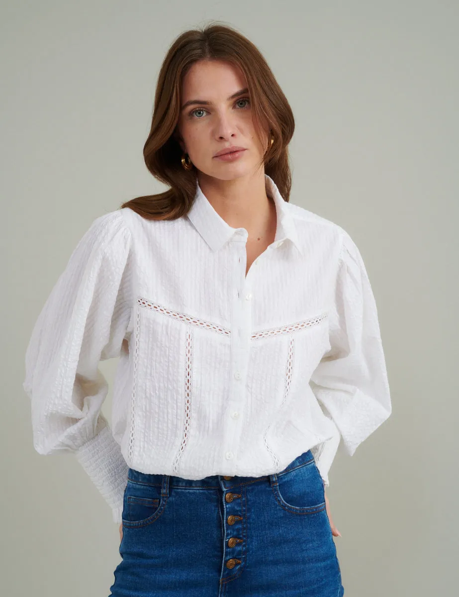 White Seersucker Shirt sold by Nobody's Child