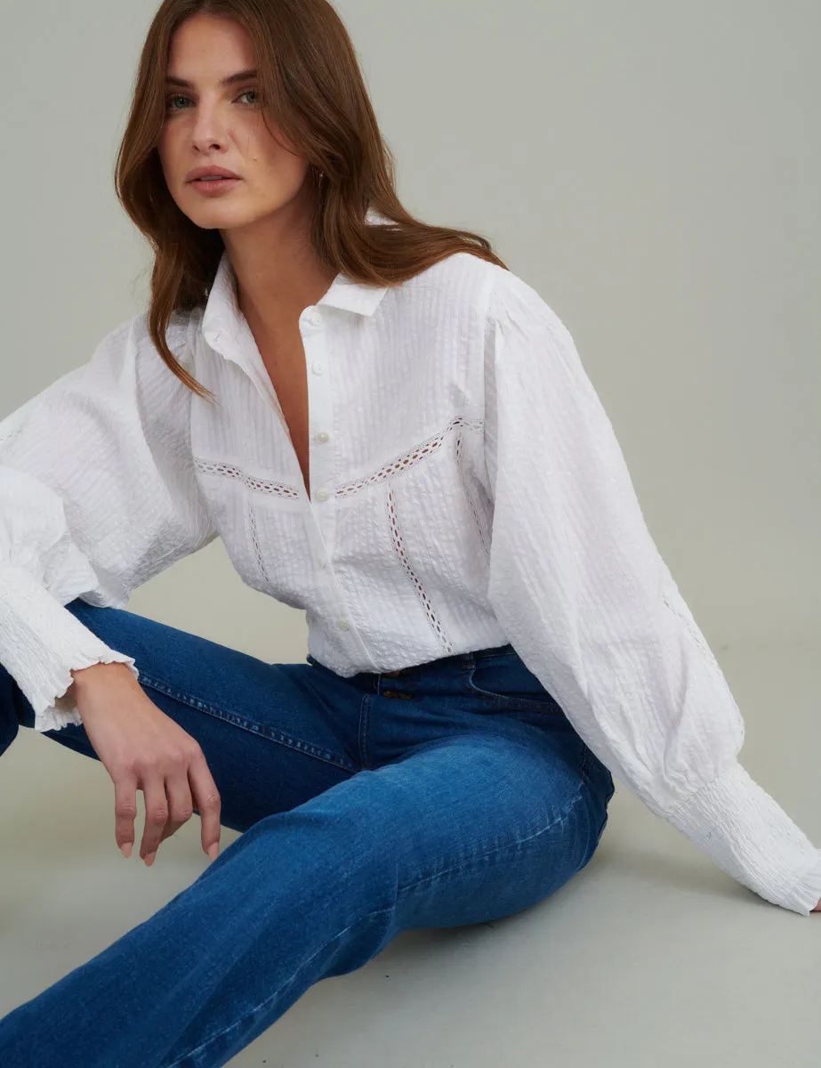 White Seersucker Shirt sold by Nobody's Child product image thumbnail 5