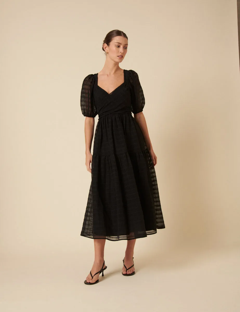 Black Organza Sadie Midi Dress sold by Nobody's Child
