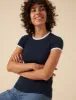Navy Contrast Trim T-Shirt sold by Nobody's Child