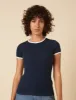 Navy Contrast Trim T-Shirt sold by Nobody's Child