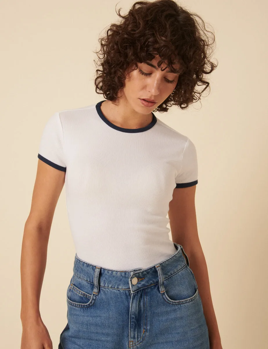 White Contrast Trim T-Shirt sold by Nobody's Child product image thumbnail 4