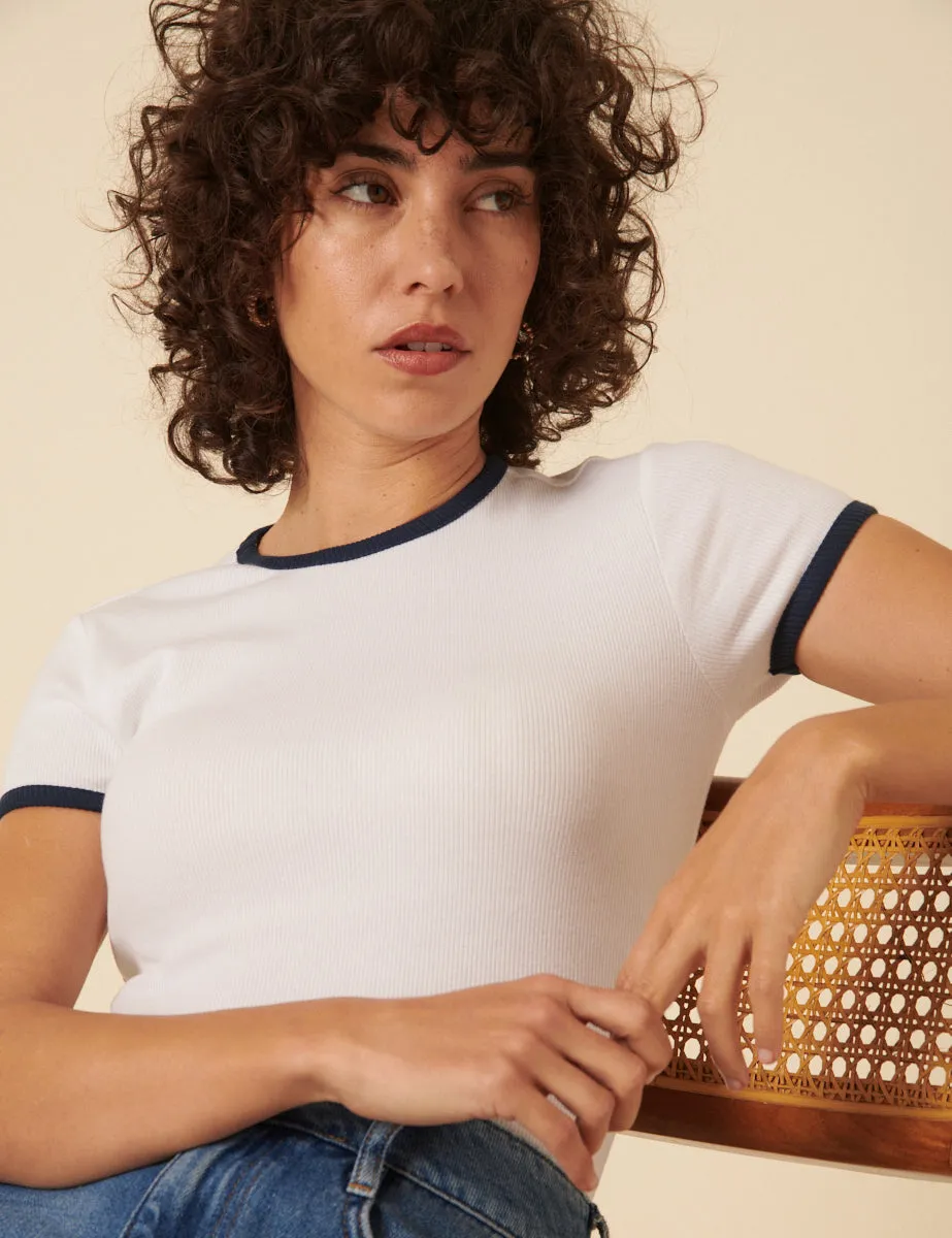 White Contrast Trim T-Shirt sold by Nobody's Child product image thumbnail 2