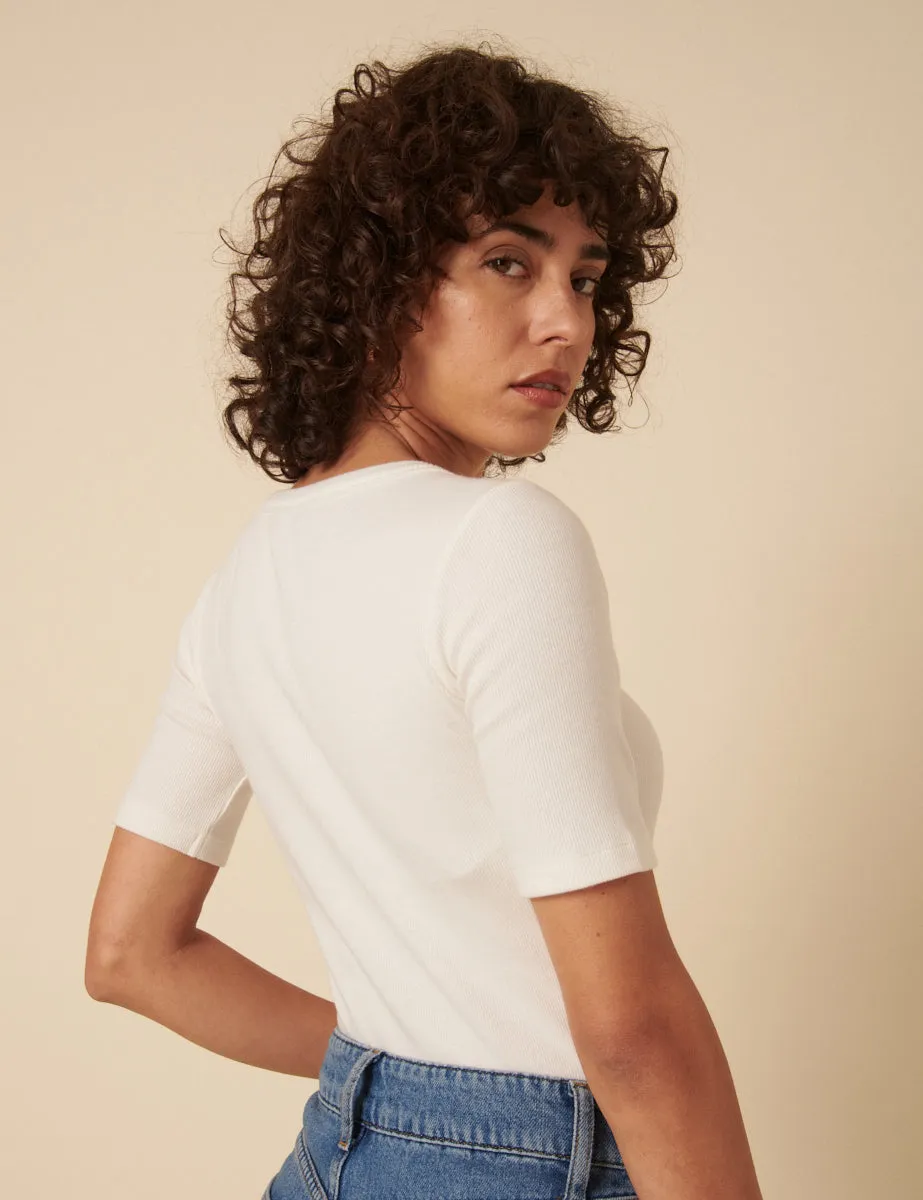 White Scoop Short Sleeve Top sold by Nobody's Child product image thumbnail 4