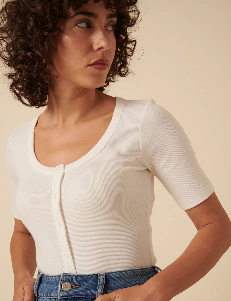 White Scoop Short Sleeve Top sold by Nobody's Child product image thumbnail 2