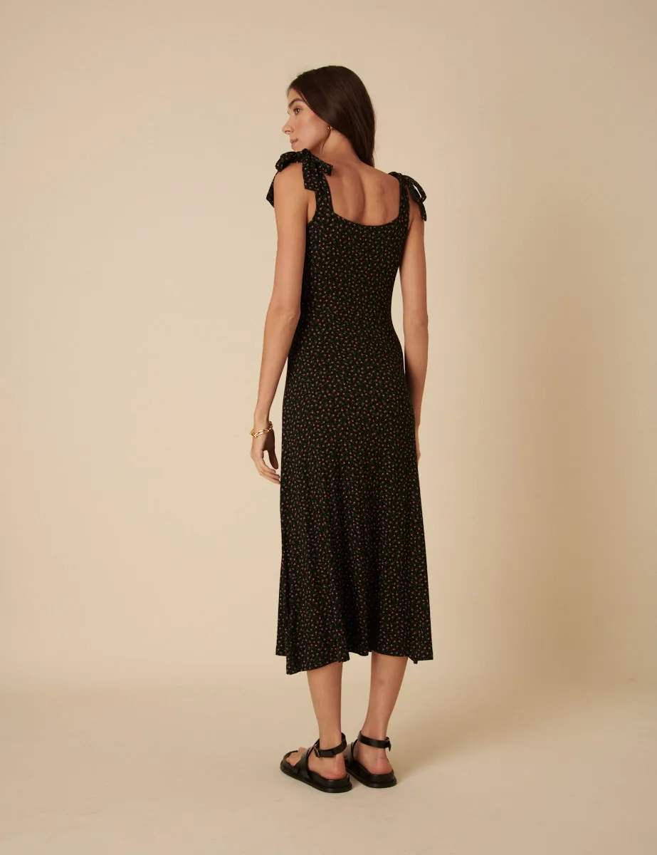 Black Ditsy Floral Adrian Midi Dress sold by Nobody's Child product image thumbnail 4