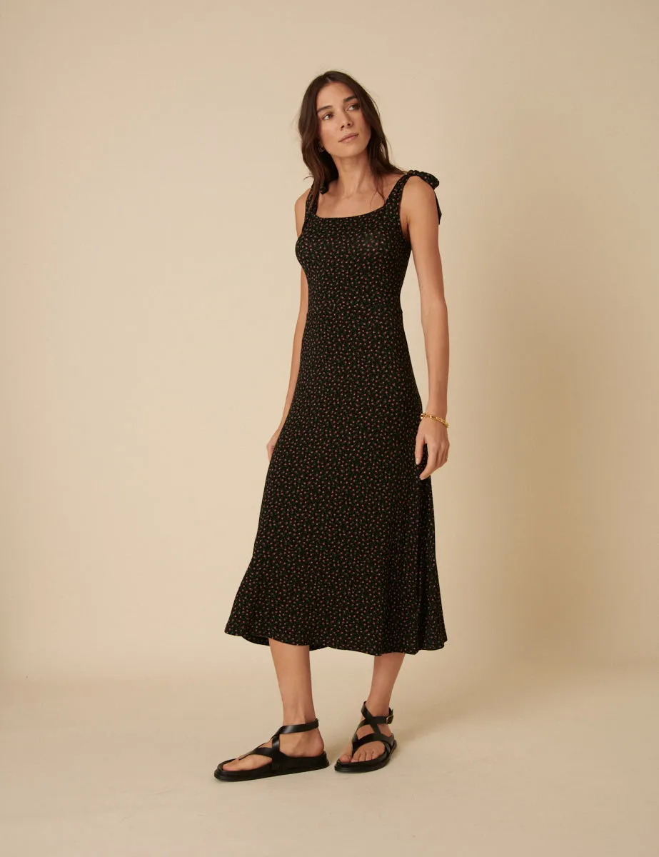Black Ditsy Floral Adrian Midi Dress sold by Nobody's Child product image thumbnail 3