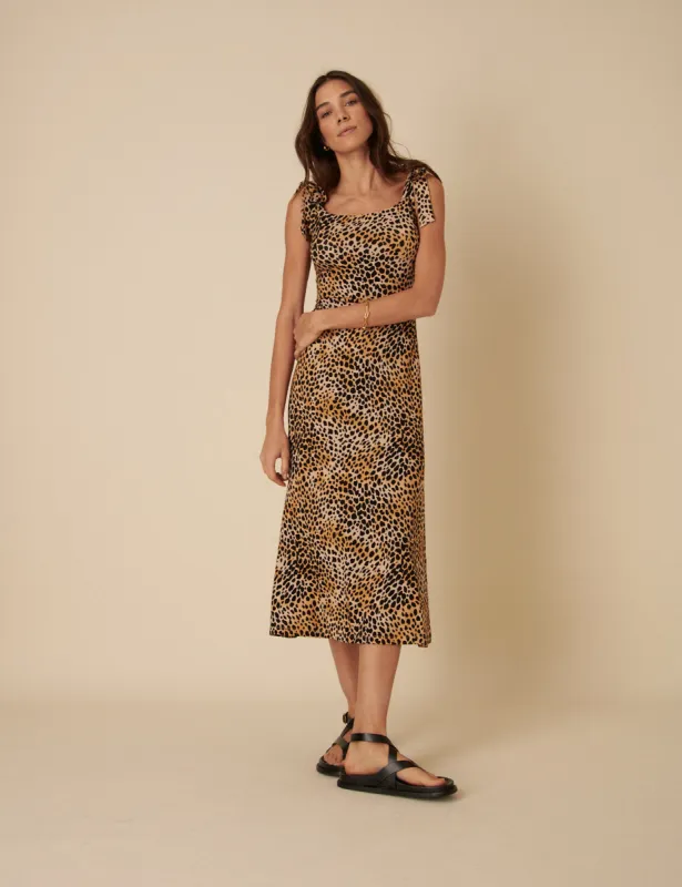 Leopard Print Adrian Midi Dress sold by Nobody's Child