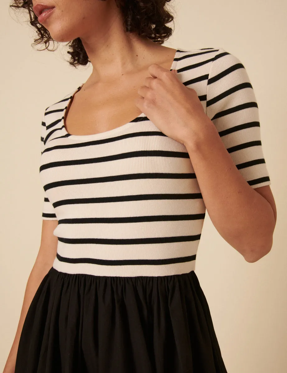 Black and White Stripe Tie Waist Dakota Midi Dress sold by Nobody's Child product image thumbnail 2