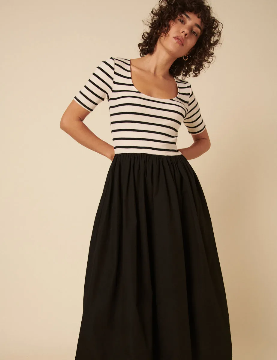 Black and White Stripe Tie Waist Dakota Midi Dress sold by Nobody's Child product image thumbnail 3