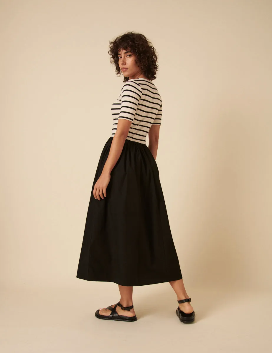 Black and White Stripe Tie Waist Dakota Midi Dress sold by Nobody's Child product image thumbnail 4