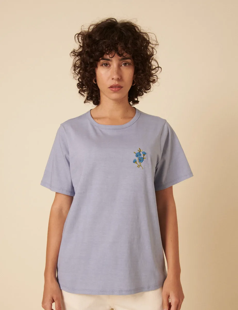 Blue Floral Embroidered T-Shirt sold by Nobody's Child product image thumbnail 5