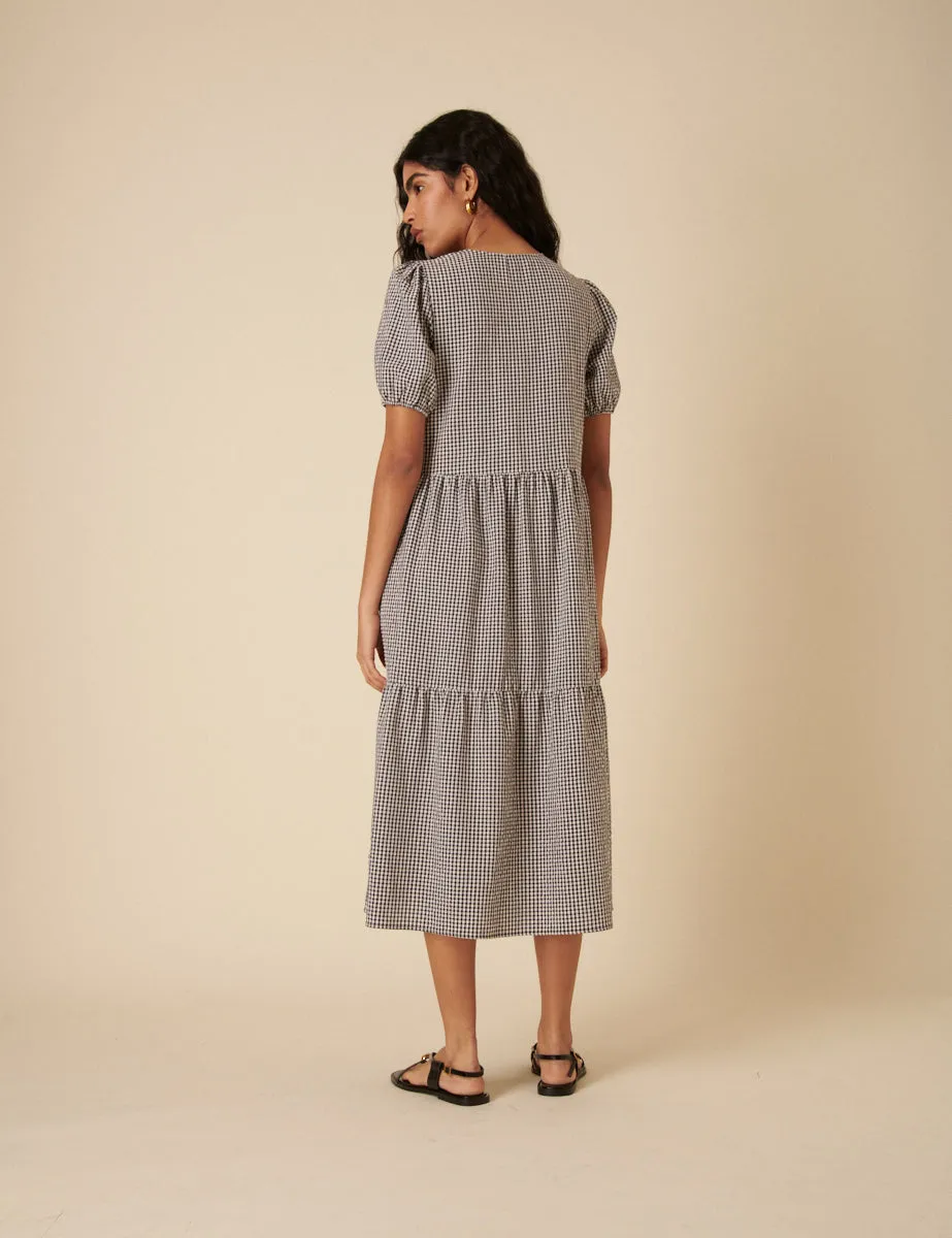 Gingham Tie Front Bernadetta Midi Dress sold by Nobody's Child product image thumbnail 4