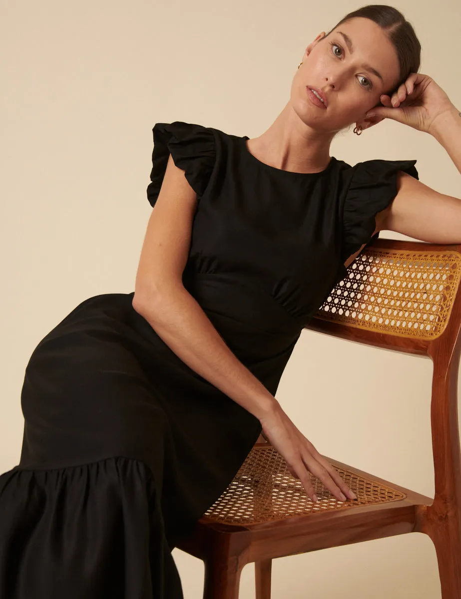 Black Tiered Clara Midi Dress sold by Nobody's Child product image thumbnail 4