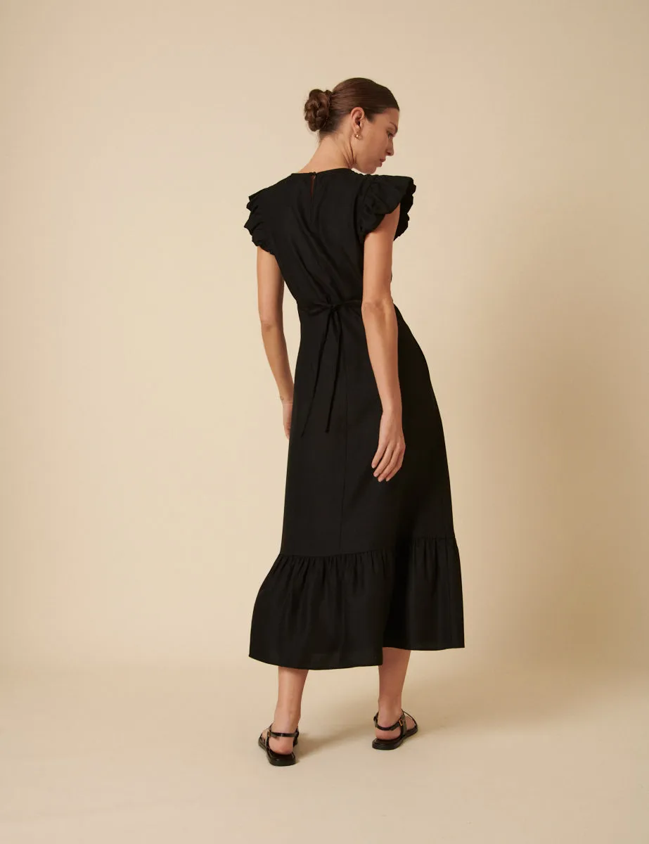 Black Tiered Clara Midi Dress sold by Nobody's Child product image thumbnail 5