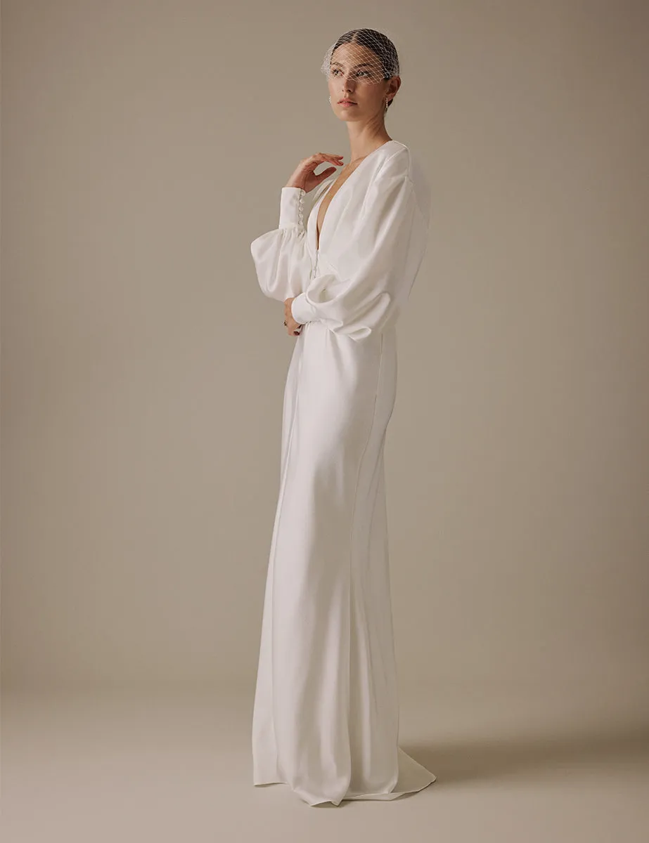 White Long Sleeve Maxi Cecilia Bridal Dress sold by Nobody's Child product image thumbnail 3