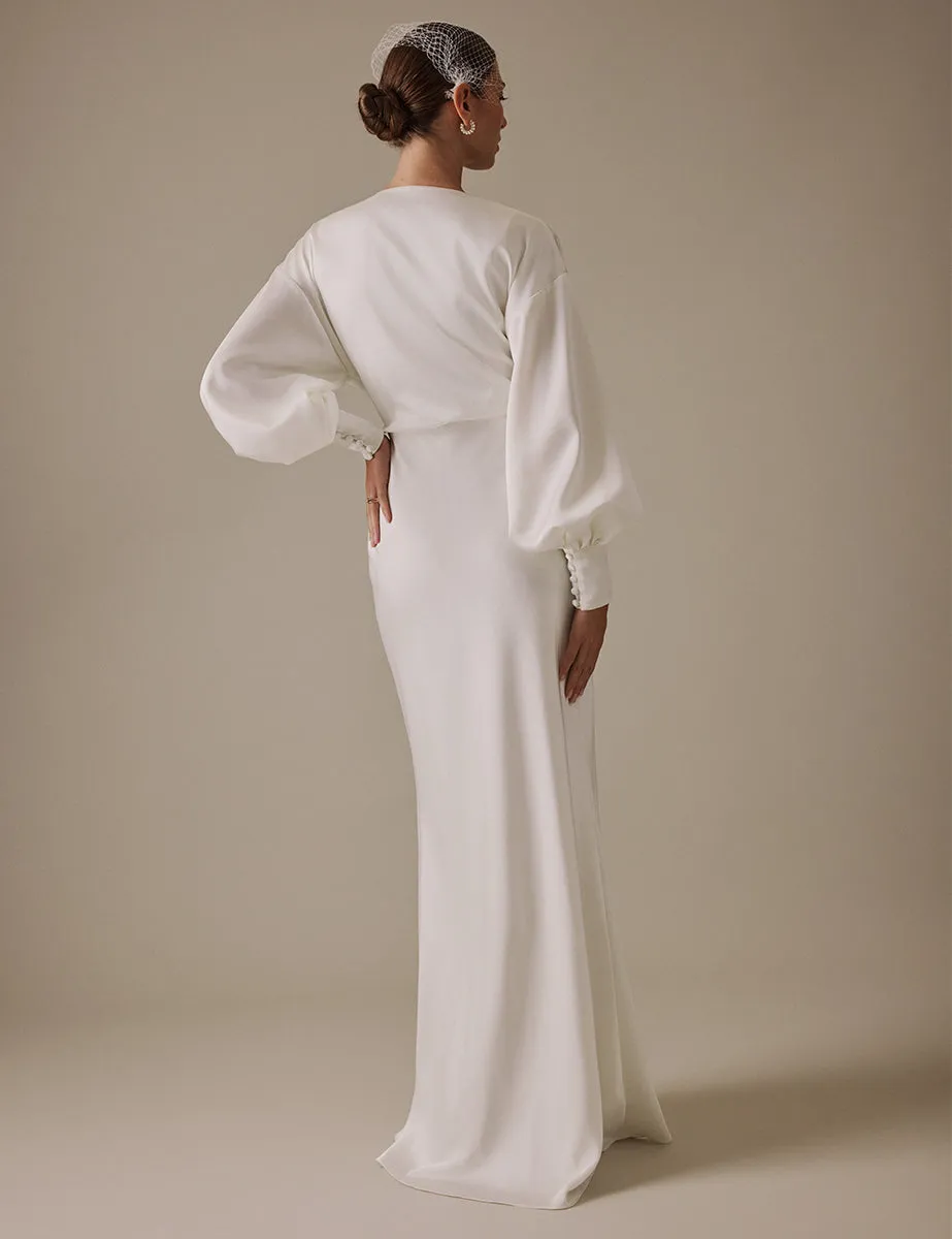 White Long Sleeve Maxi Cecilia Bridal Dress sold by Nobody's Child product image thumbnail 5