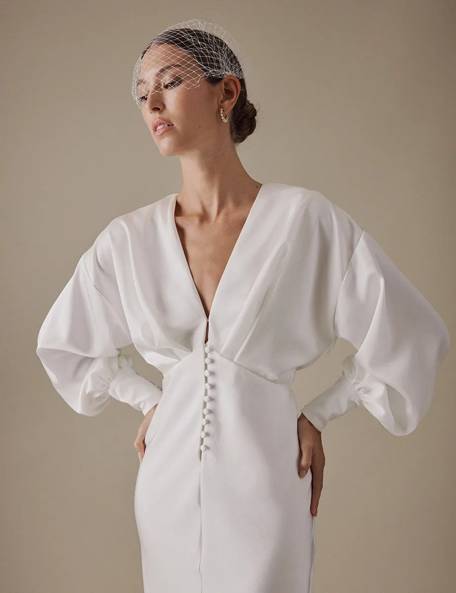 White Long Sleeve Maxi Cecilia Bridal Dress sold by Nobody's Child product image thumbnail 2