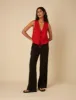 Red Linen-blend Tie Front Sleeveless Top sold by Nobody's Child