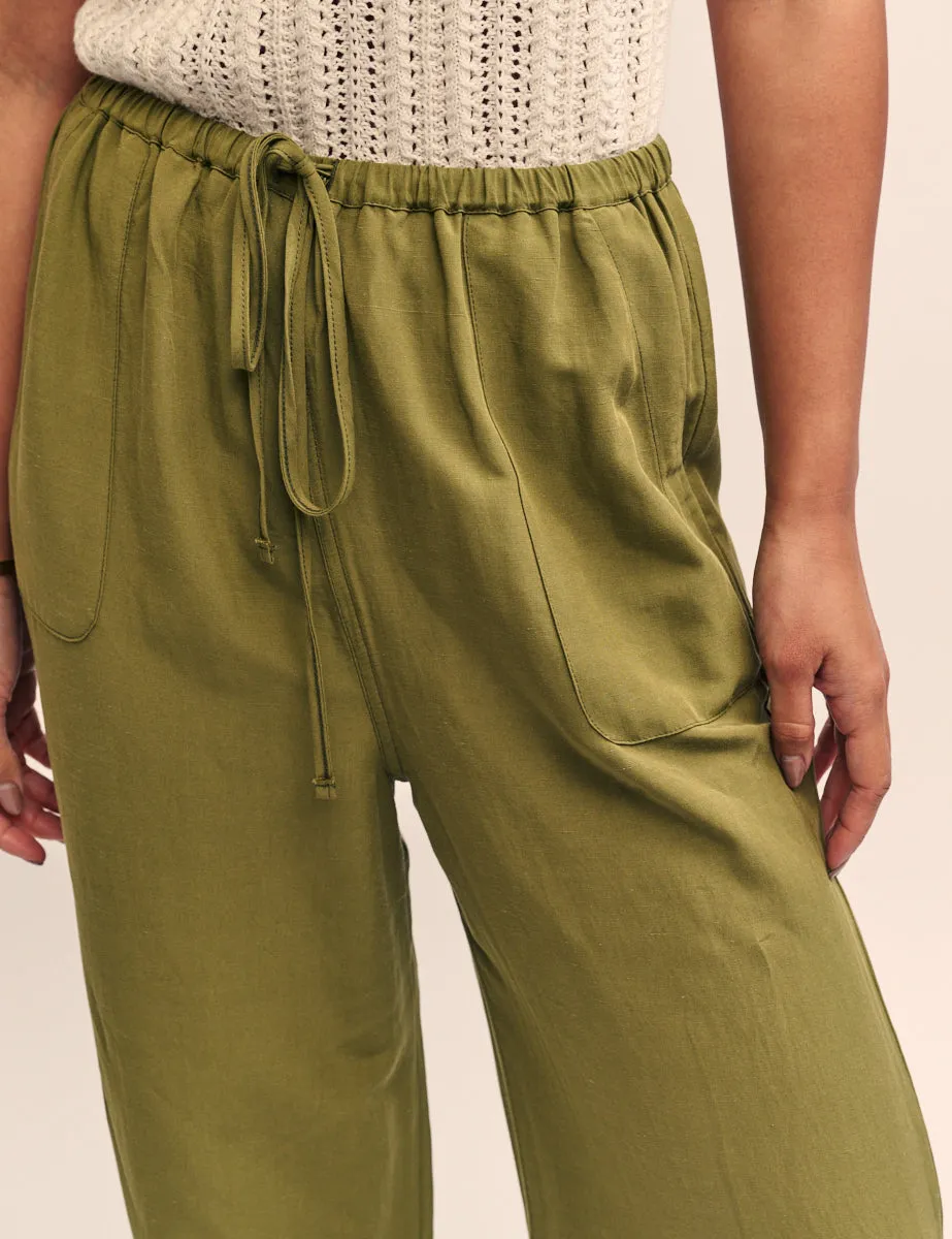 Green Linen-blend Shona Trousers sold by Nobody's Child product image thumbnail 3