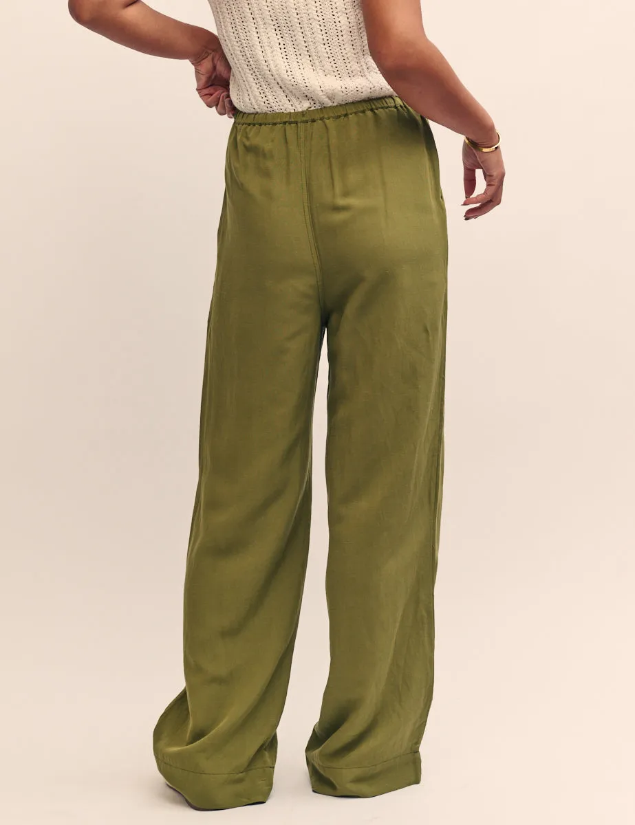 Green Linen-blend Shona Trousers sold by Nobody's Child product image thumbnail 4