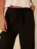 Black Linen-blend Shona Leg Trousers sold by Nobody's Child