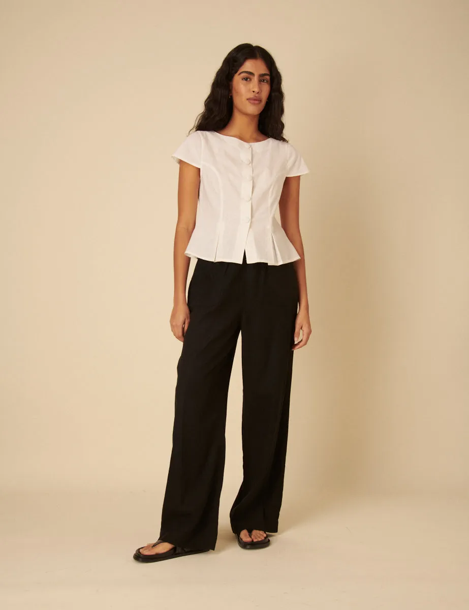 Black Linen-blend Shona Leg Trousers sold by Nobody's Child product image thumbnail 2