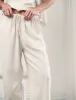 Cream Linen-blend Wide Leg Shona Trousers sold by Nobody's Child
