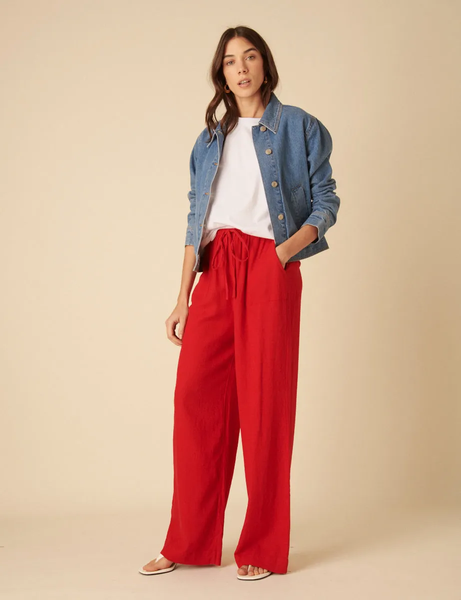 Red Linen-blend Shona Trousers sold by Nobody's Child product image thumbnail 3