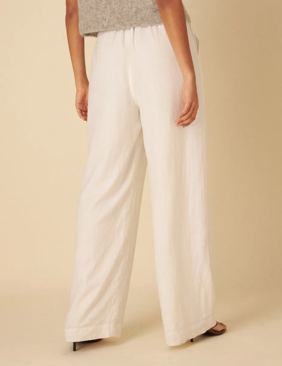 White Linen-blend Shona Trousers sold by Nobody's Child product image thumbnail 4