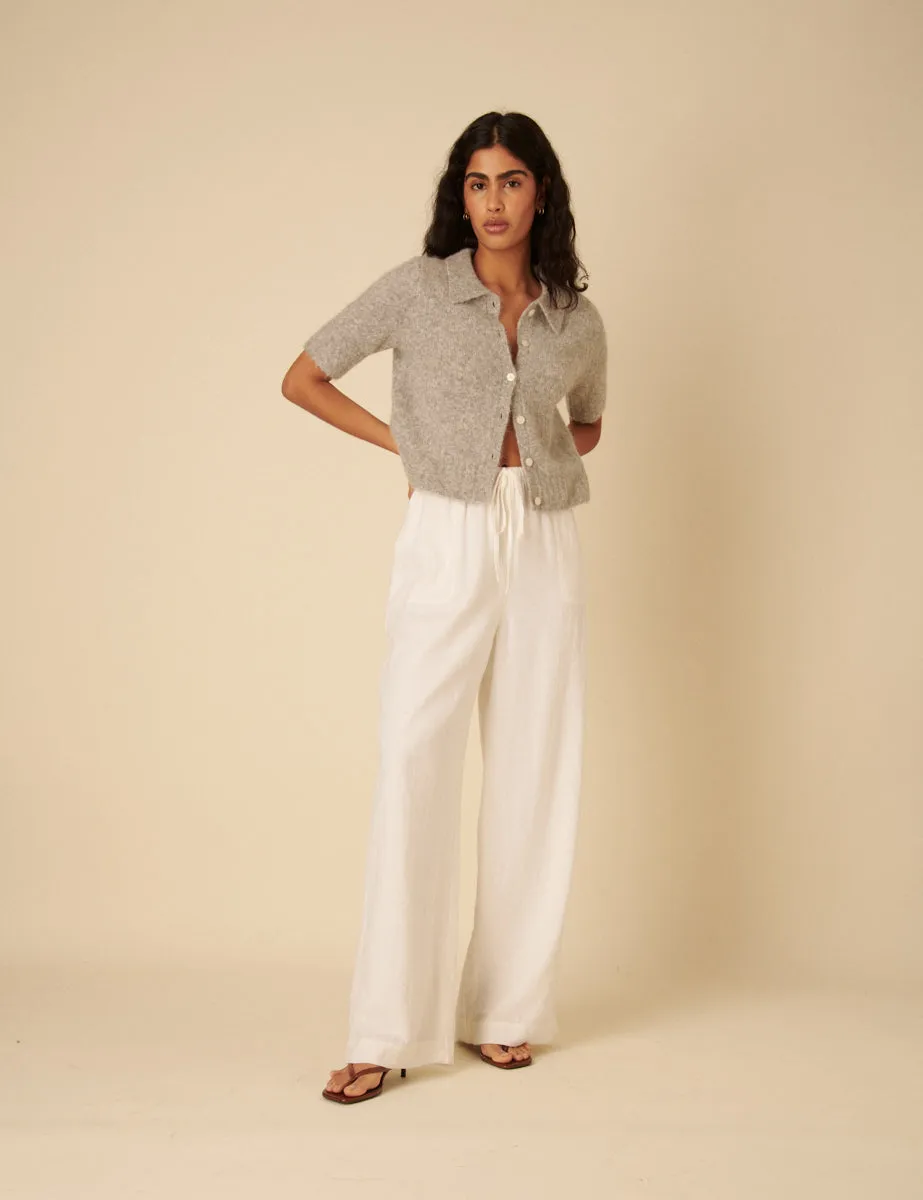 White Linen-blend Shona Trousers sold by Nobody's Child product image thumbnail 3