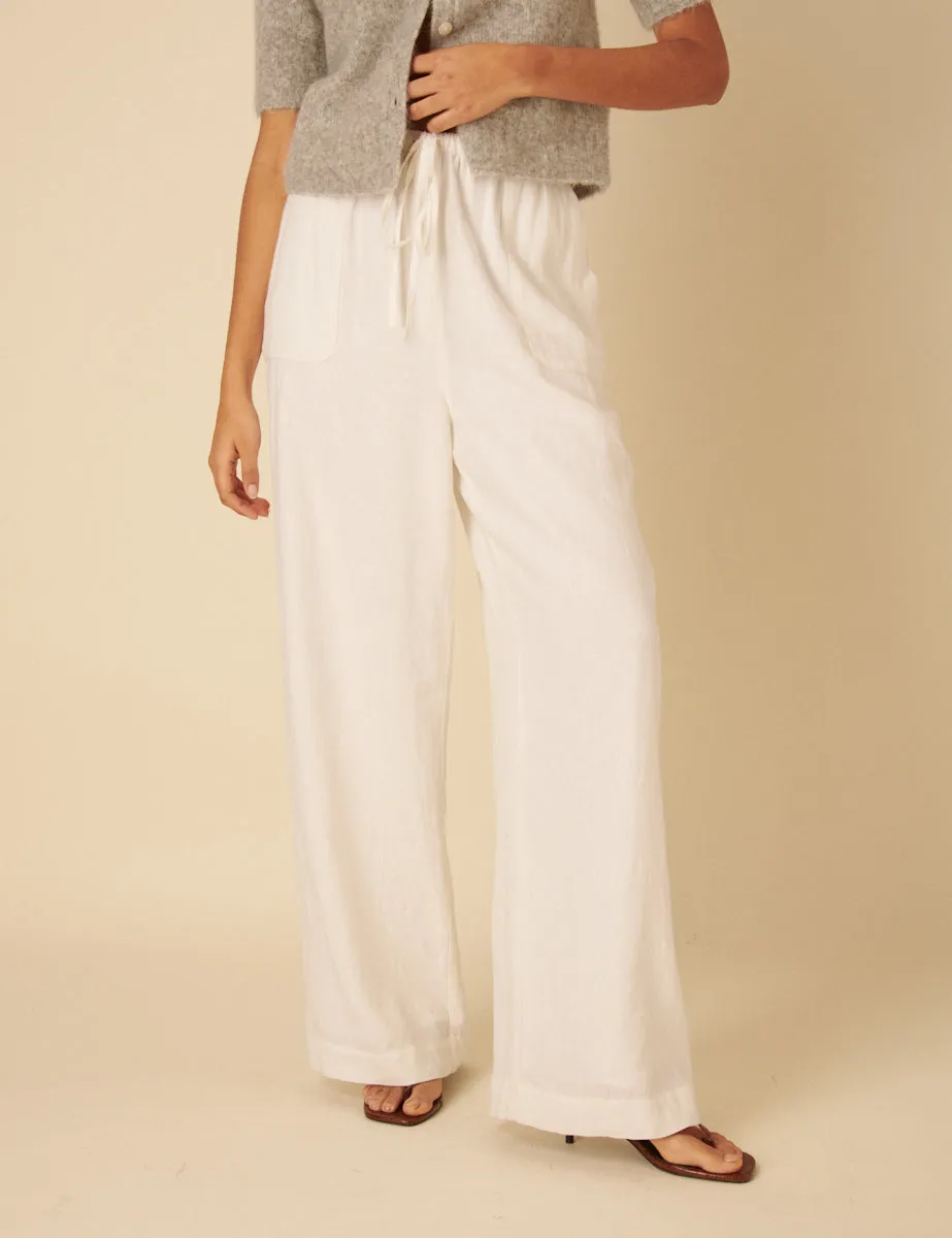 White Linen-blend Shona Trousers sold by Nobody's Child