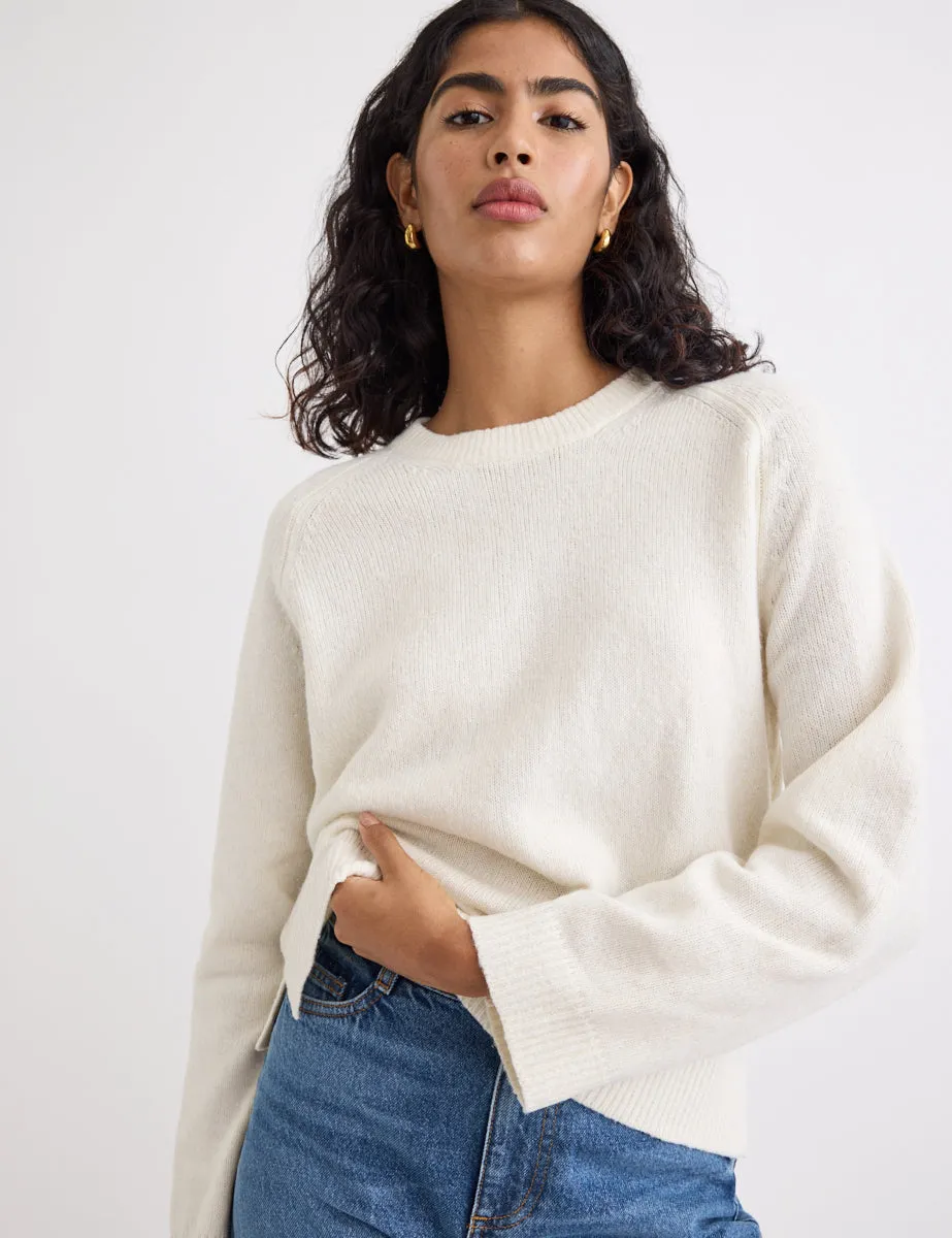 Cream Crew Neck Knitted Jumper sold by Nobody's Child
