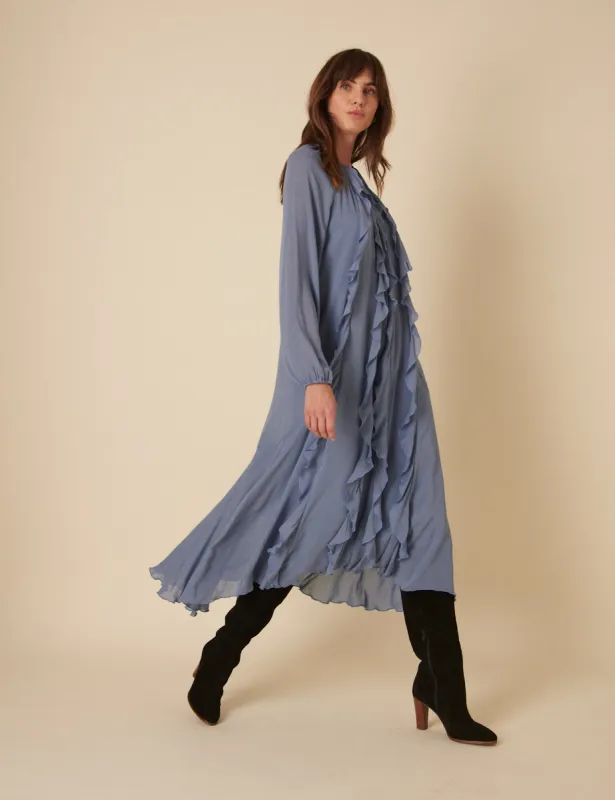 Blue Chiffon Dixie Midi Smock Dress sold by Nobody's Child