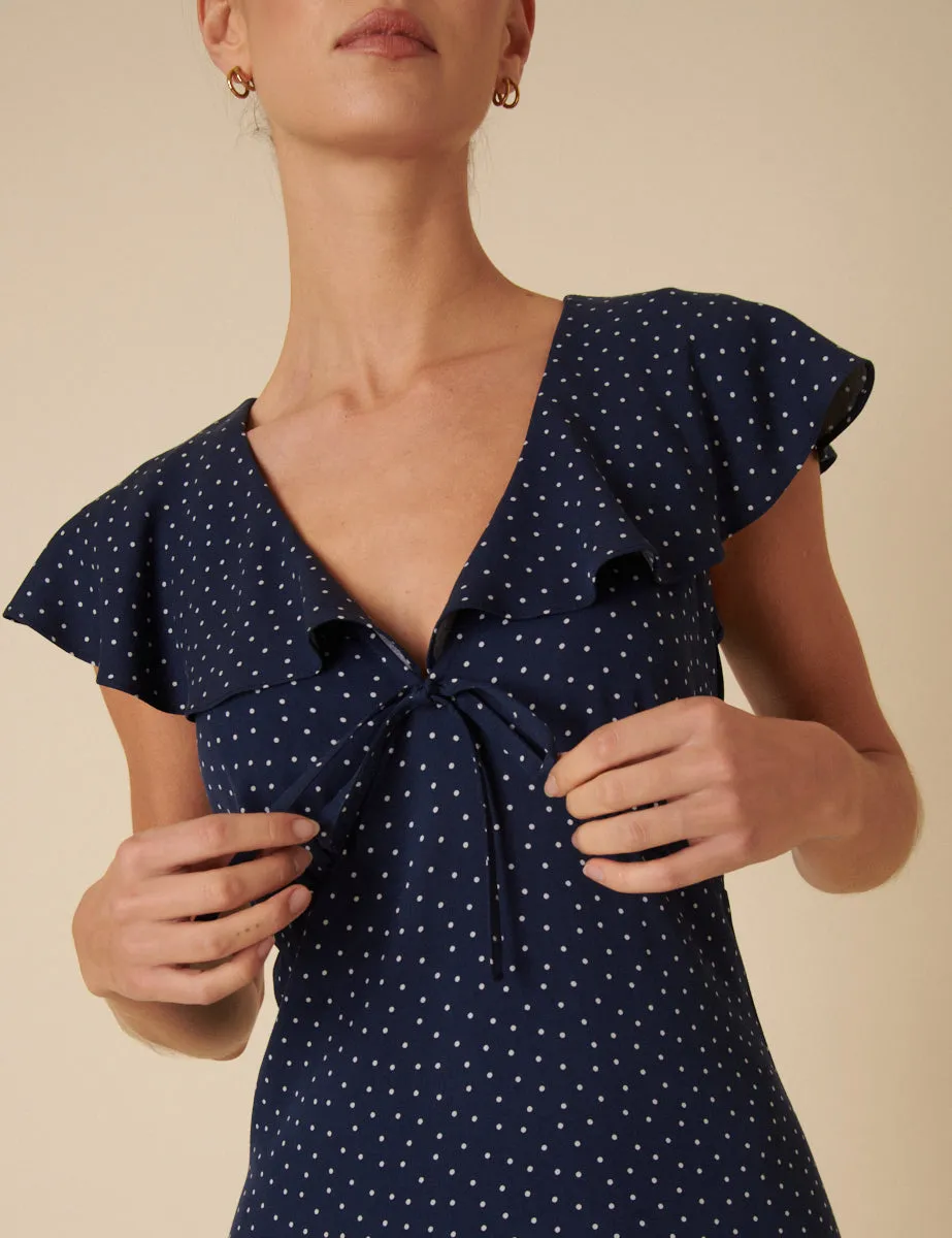 Navy Polka Dot Eloise Midi Tea Dress sold by Nobody's Child product image thumbnail 2